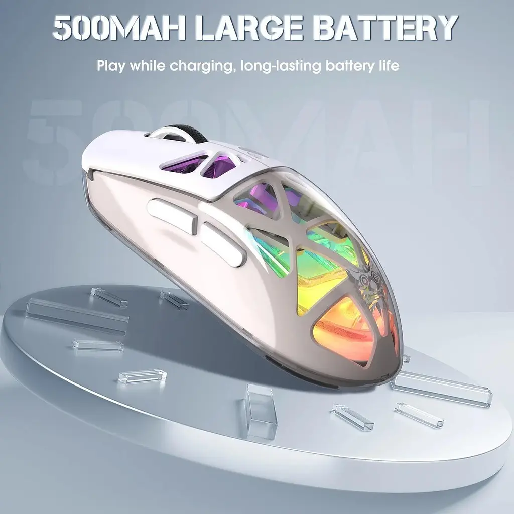 Компьютерная мышка Onikuma беспроводная игровая с RGB подсветкой Bluetooth+2.4GHz аккумуляторная USB адаптер для ПК ноутбука - фото 5