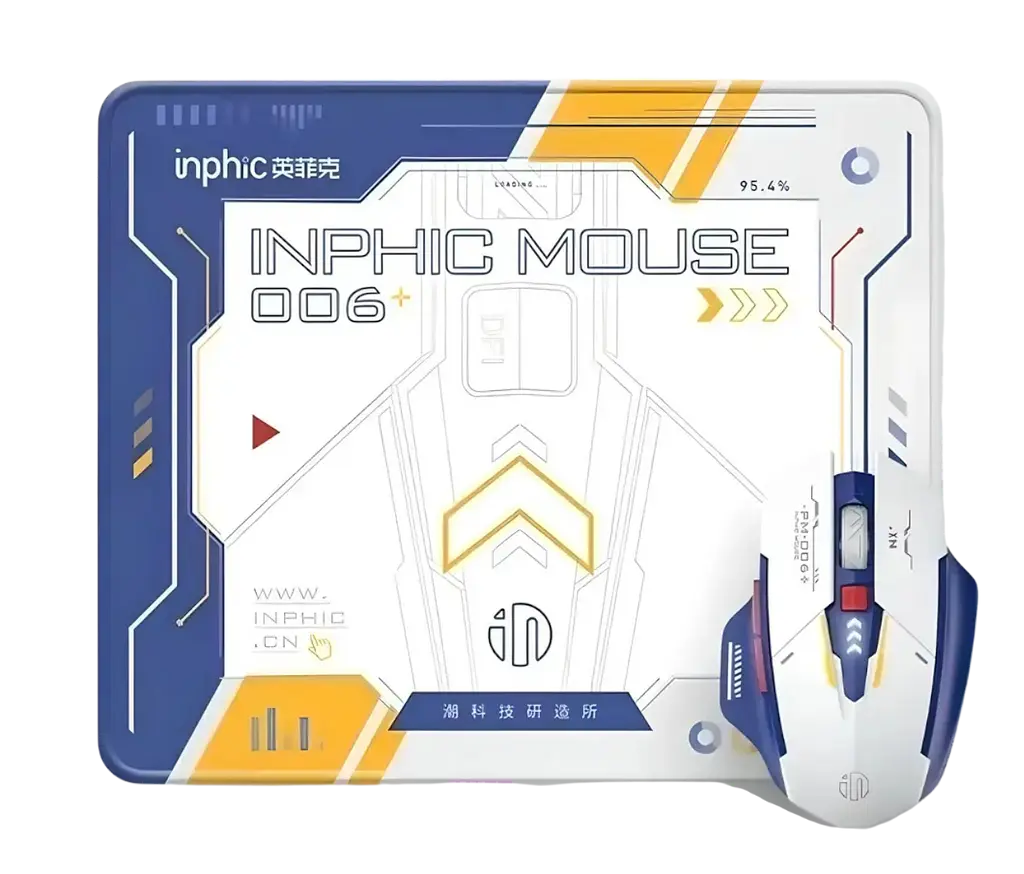 Комплект (миша, килимок) INPHIC F9 White-Blue - фото 3