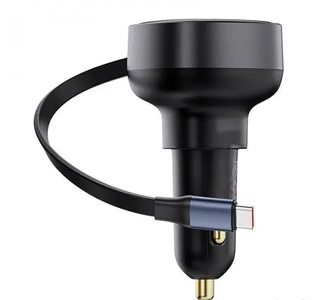 Автомобільний зарядний пристрій Baseus Enjoyment Pro Car Charger Type-C+Retractable Type-C Cable 60W C00057802111-01 Black - фото 4