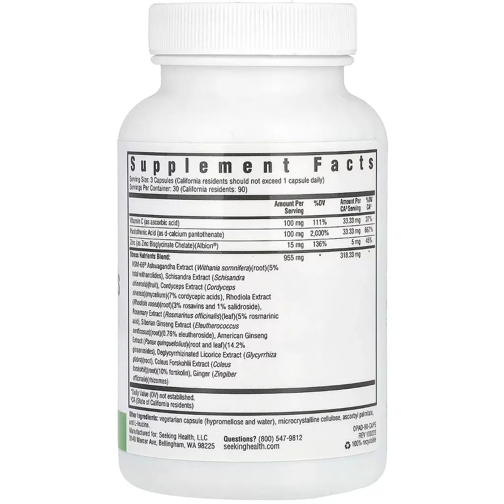Питательные вещества Seeking Health Stress Nutrients для надпочечников 90 капсул - фото 2