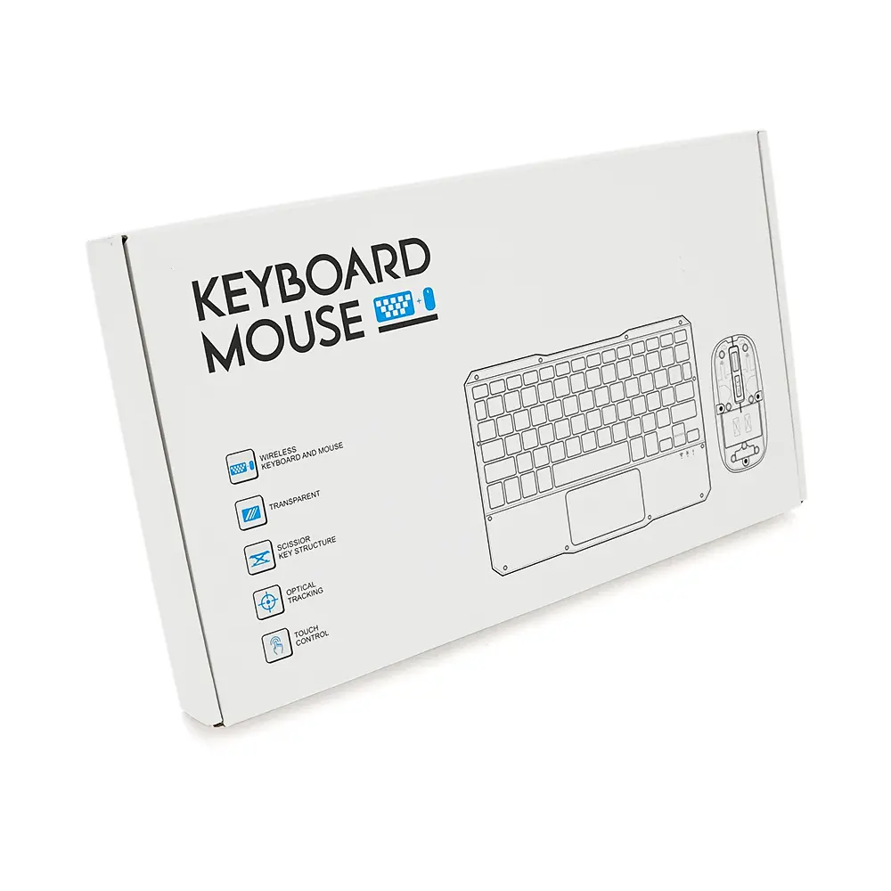 Бездротовий комплект YT-KB333 (KB+Mouse), (Eng / Pyc), 2.4G, 78 клавіш, White/Transparent, Box - фото 2