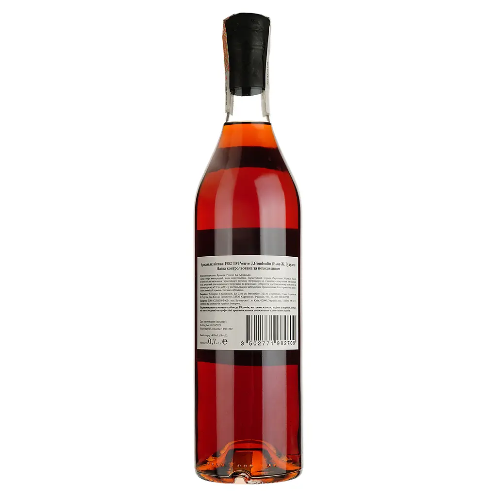 Арманьяк Veuve J. Goudoulin Bas Armagnac 1982 40% 0.7 л в подарочной коробке - фото 3