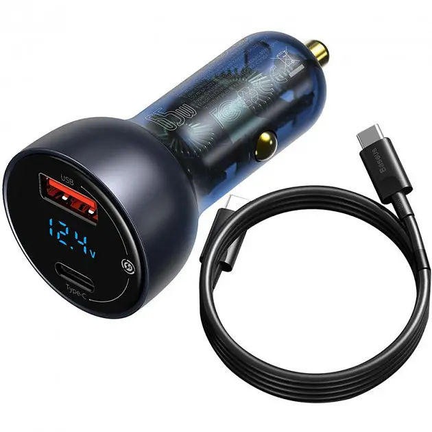 Автокомплекс 65W Baseus PPS з кабелем USB-C 5A набір для швидкого заряджання - фото 3