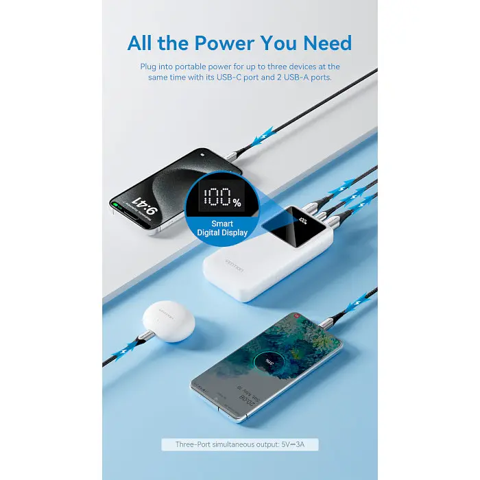 Повербанк Vention 20000 mAh 22.5W Black (FHLB0) - фото 5