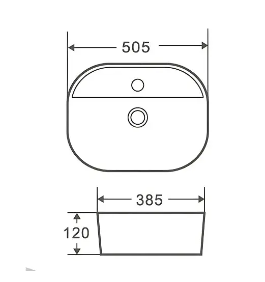 Раковина накладна Mixxus Premium ELLIPSE-0203 з отвором під змішувач (MP6678) - фото 4