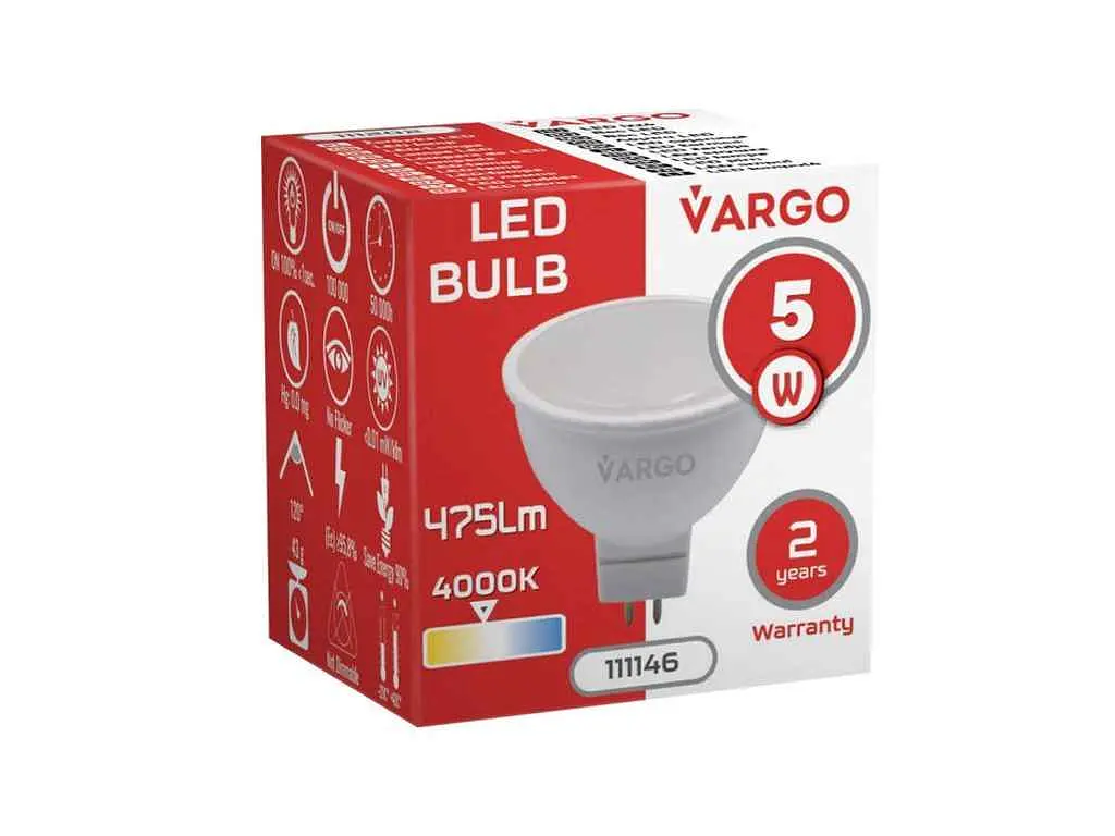 Лампа світлодіодна VARGO 5W GU5,3 MR16 GU5.3 4000К 220V (V-111146) - фото 2