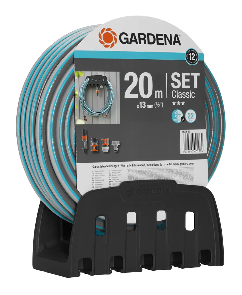 Шланг з кронштейном та комплектом для поливу Gardena Classic 13 мм (1/2"), 20 м Set (18005-20)