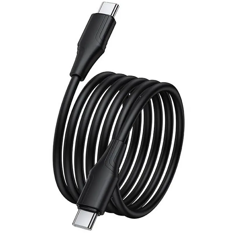 Дата кабель Hoco X124 Bien silicone Type-C to Type-C 60W (1m) Black - фото 4