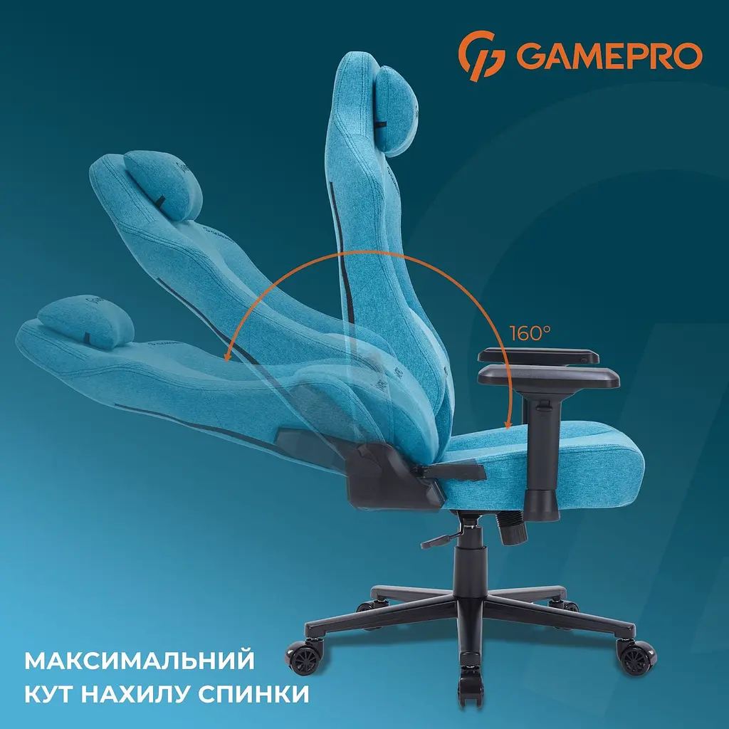 Ігрове крісло GamePro Size L Fabric Light Blue (FGC750LB) - фото 15
