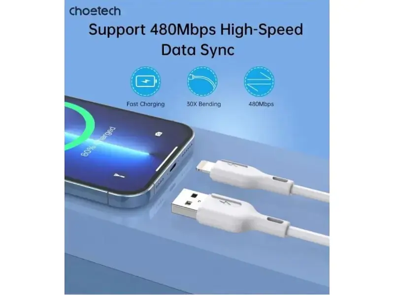 Кабель Lightning Choetech USB 2.0 AM to Lightning 1.0m 2.4A white (XAL-0003-WH-V2) - фото 7