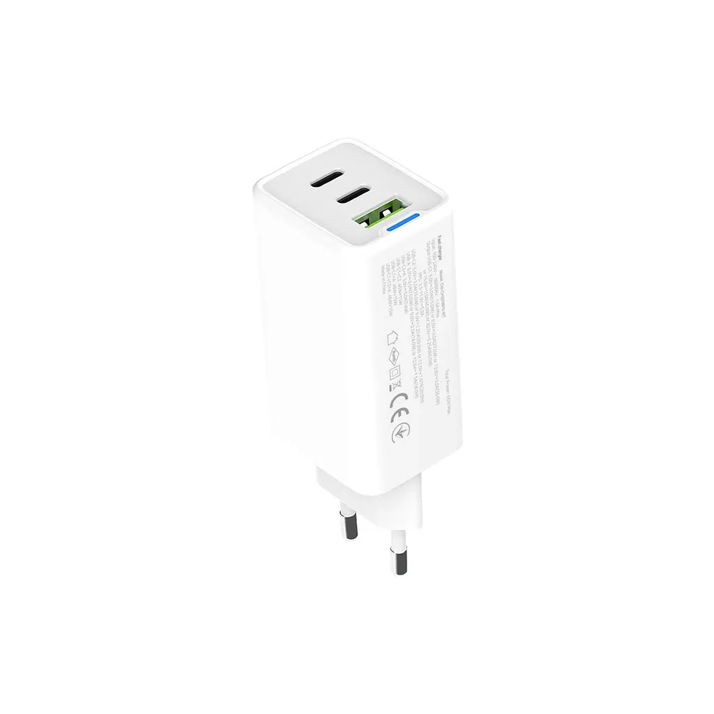Зарядний пристрій ColorWay GaN Mini 65W PD Port PPS USB (USB-2C1A) white (CW-CHS058PD-WT) - фото 4