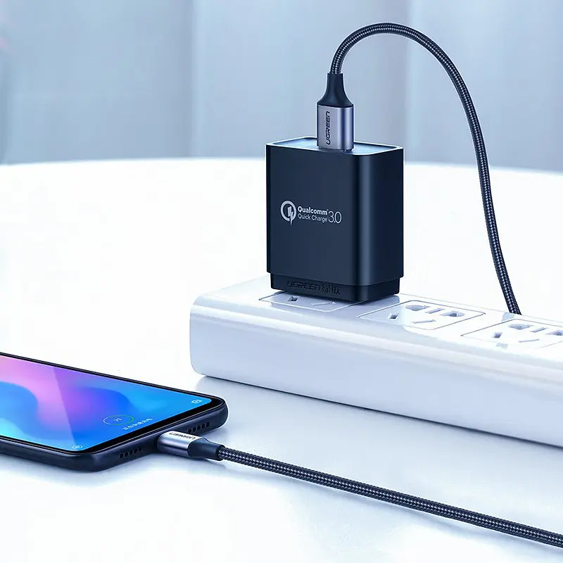 Кабель USB 2.0 AM-Type-CM, 2 м, 60W Nickel Plating Aluminum Braid Черный, US288 UGREEN - фото 4