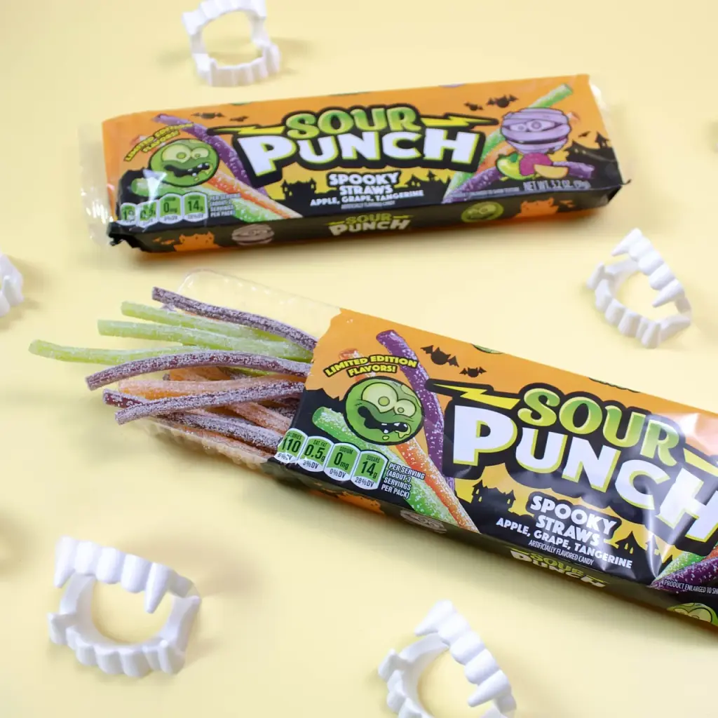 Кислі жувальні цукерки Sour Punch Halloween Spooky Straws 90 г - фото 6