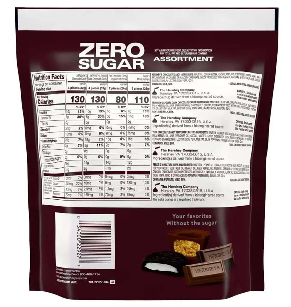 Цукерки Hershey's Reese's York Zero Sugar Assorted Flavored Candy 439г - фото 2