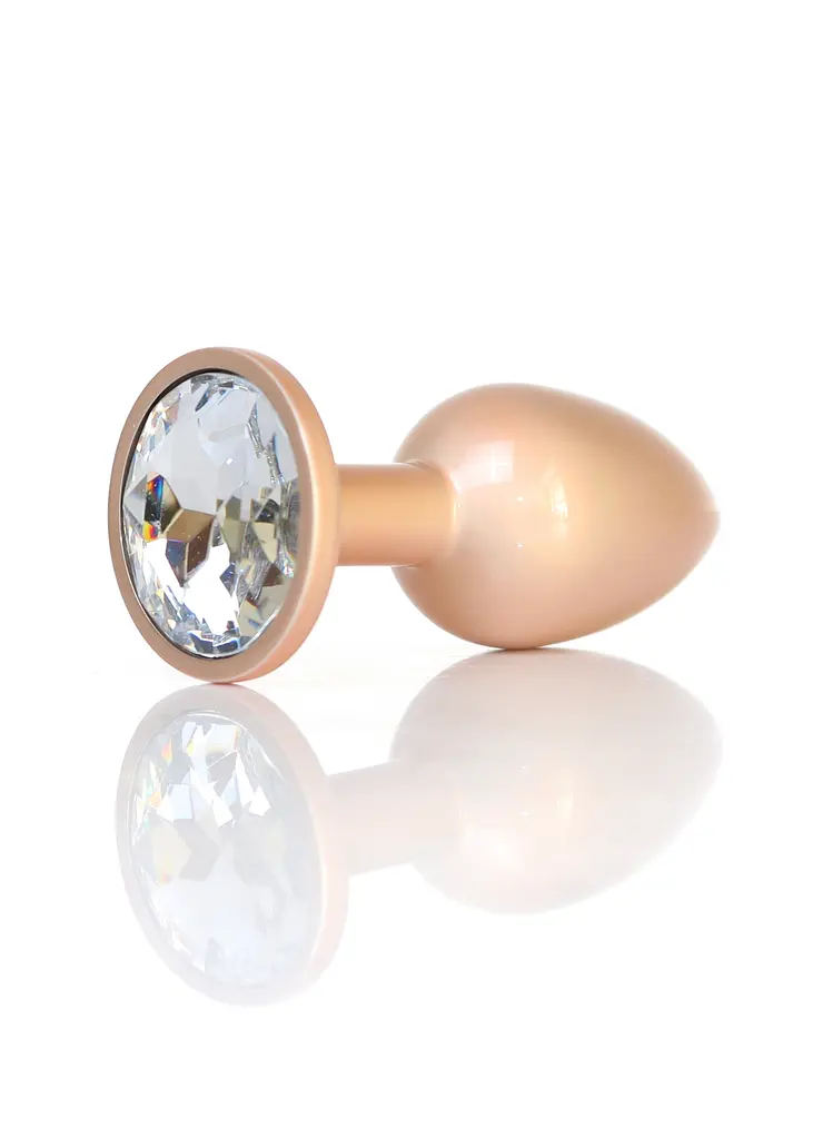 Анальна металева пробка Plug-Jewellery Pearl Gold PLUG- Clear S Boss Series 64-00129 100343