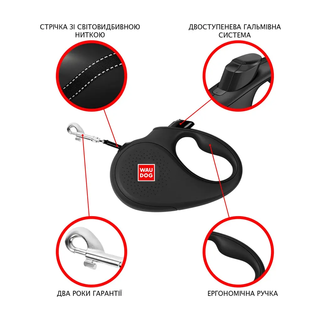 Повідець для собак WAUDOG R-leash Colors of freedom світловідбиваюча стрічка М 5 м (382-4020) - фото 5