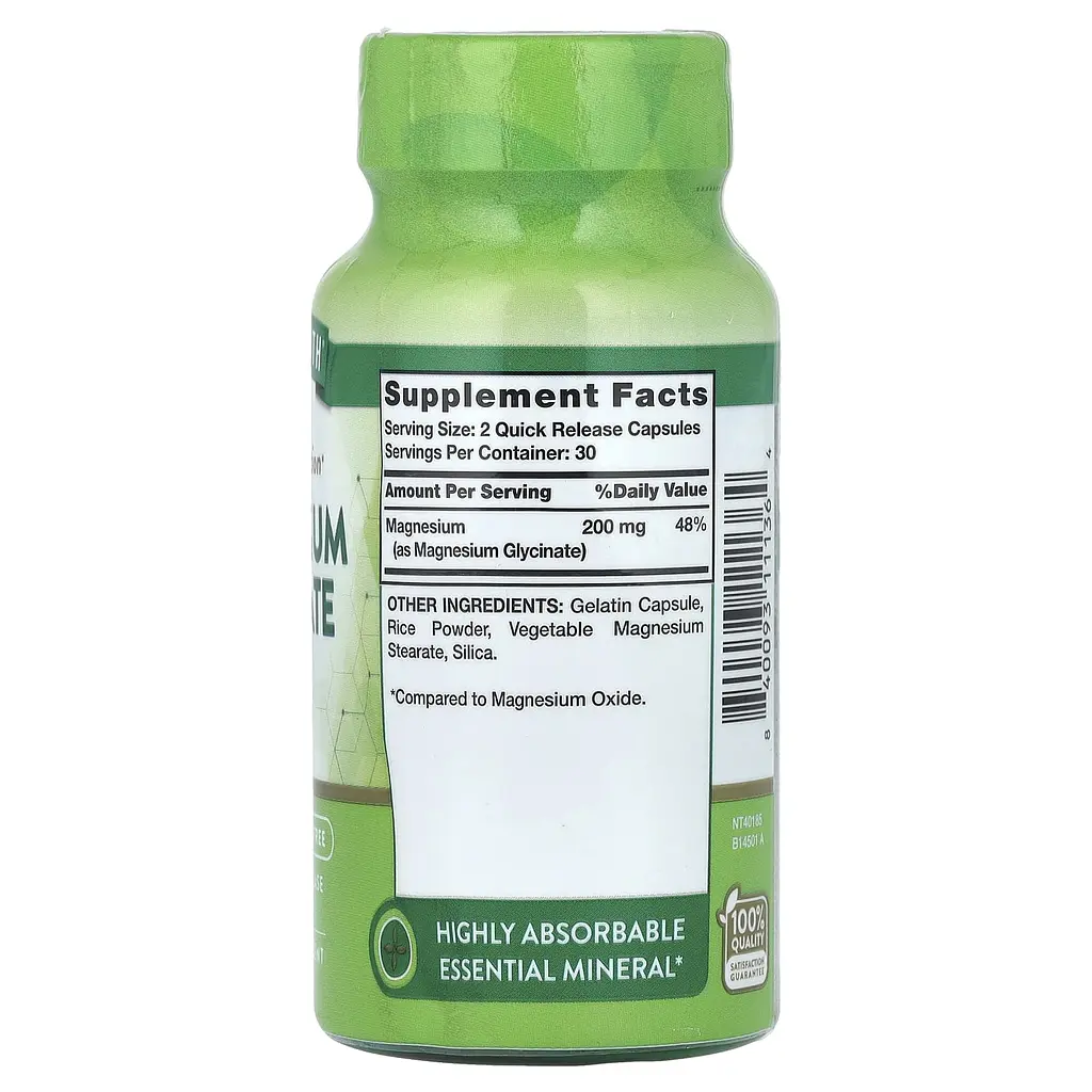 Магний глицинат Nature's Truth Magnesium Glycinate хелатный 60 капсул быстрого высвобождения - фото 2