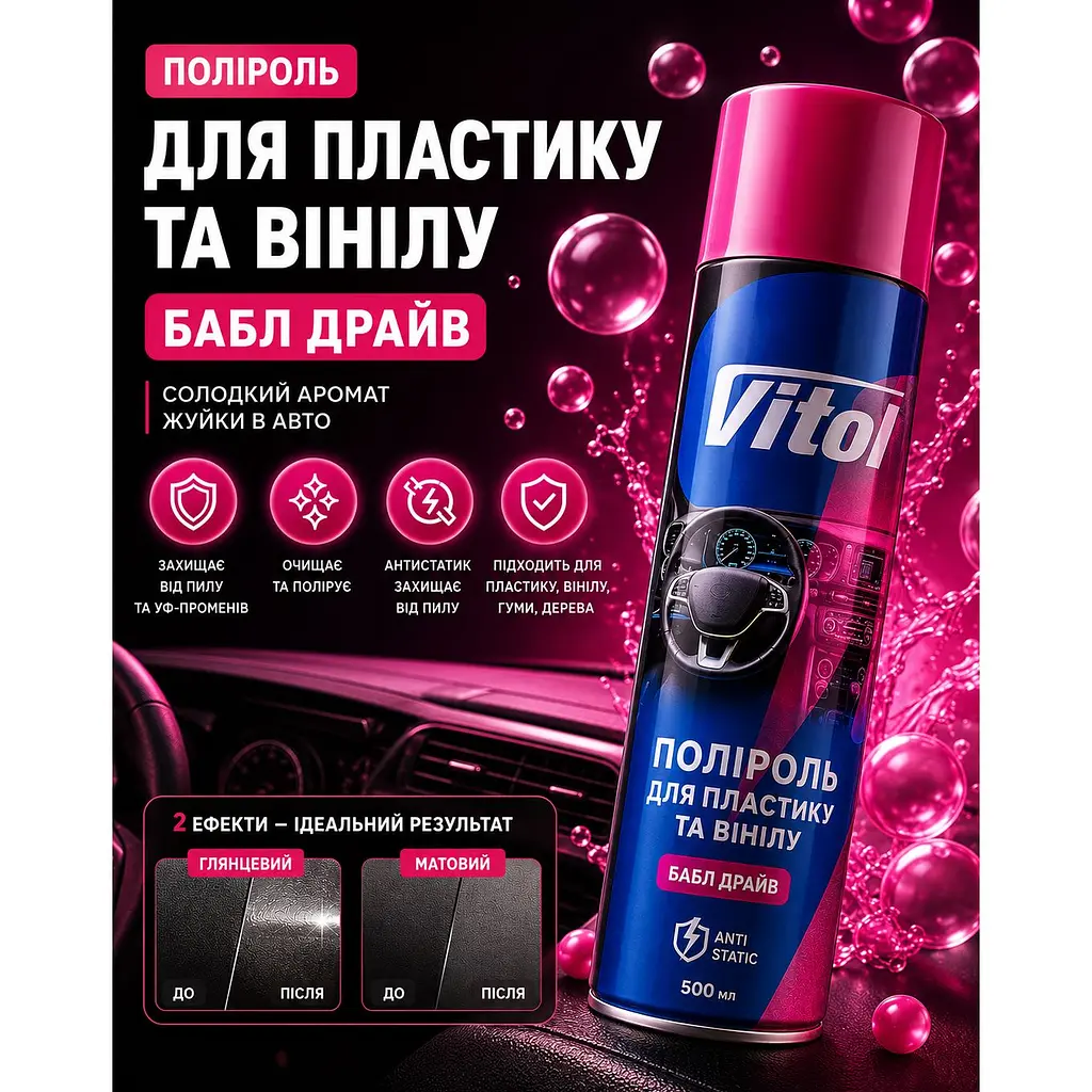 Поліроль для пластику та вінілу Vitol Бабл драйв 500 мл (087980) - фото 5