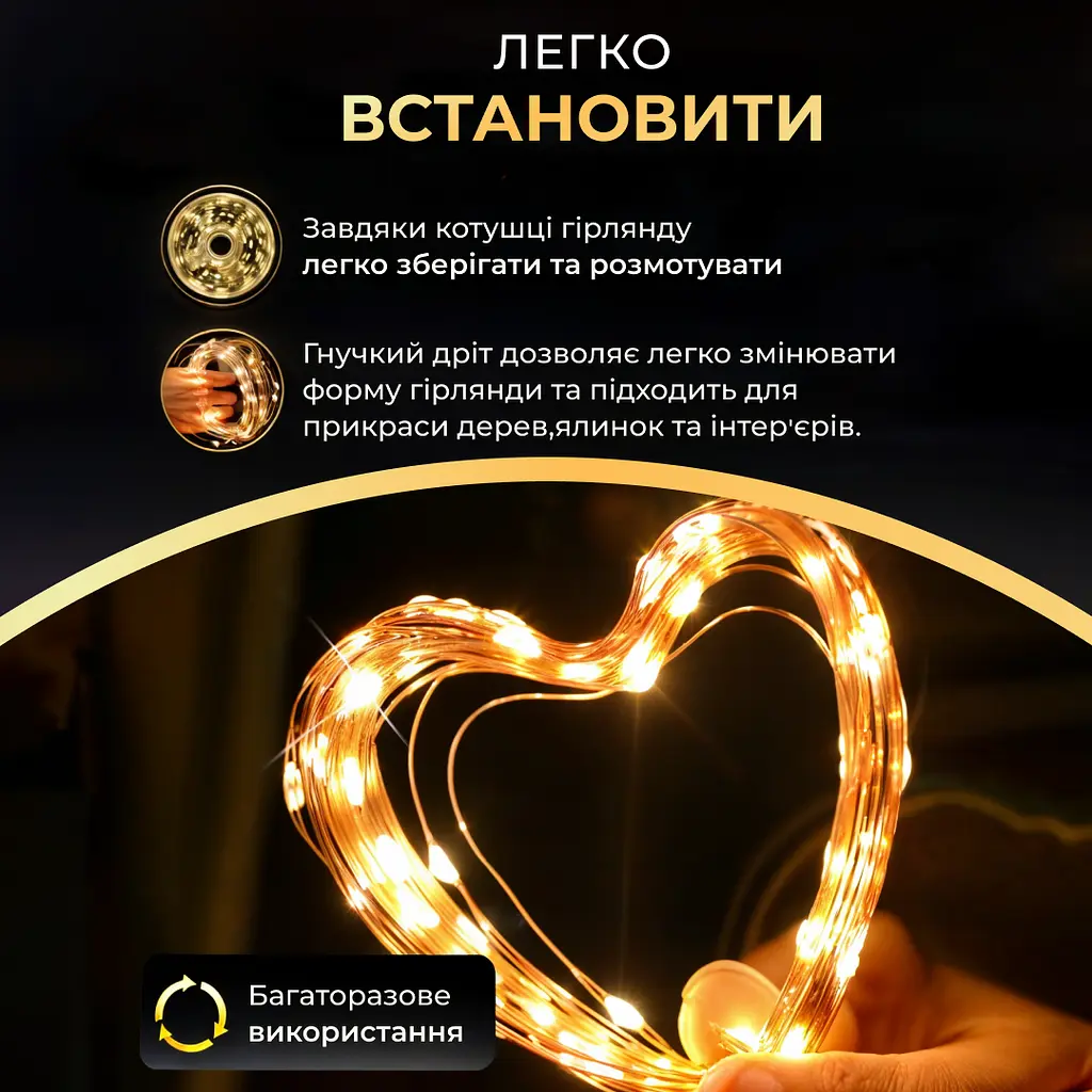 Новогодняя гирлянда комнатная Garlando 2000L200MGY Роса с пультом 200 м 2000 LED зеленая проволока Желтое сияние - фото 5