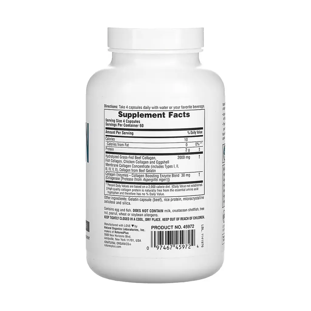 Коллагеновые пептиды NaturesPlus Collagen Peptides 240 капсул - фото 2