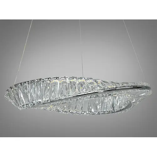 Підвісна LED-люстра кільце Linisoln 548-500 CH 55W, діаметр 50 см, метал і кришталь - фото 2