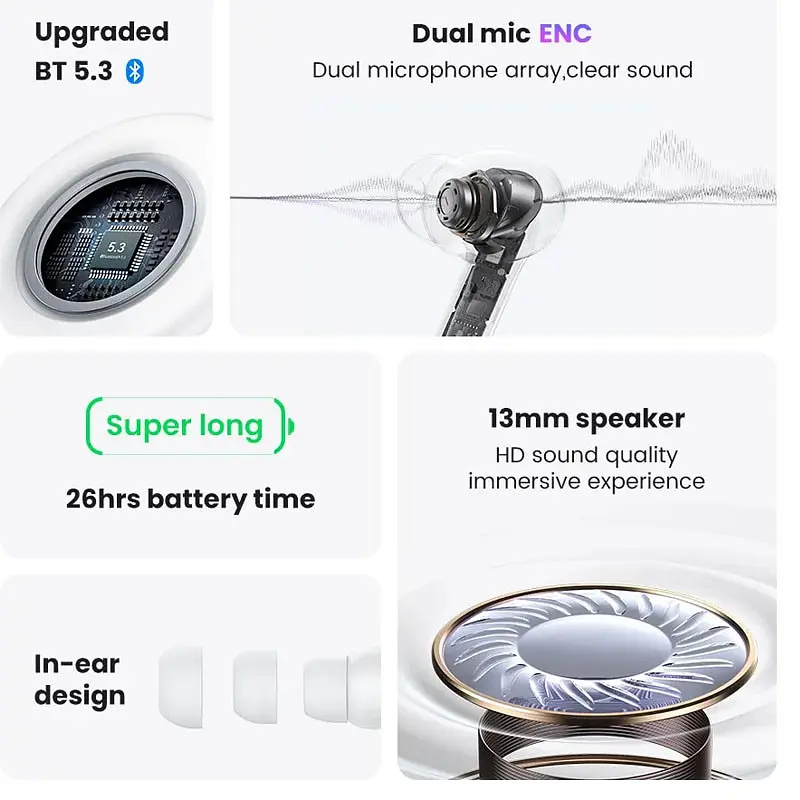 Беспроводные TWS наушники Usams-XD19 X-don Series ENC BT 5.3 Gradient Purple - фото 6