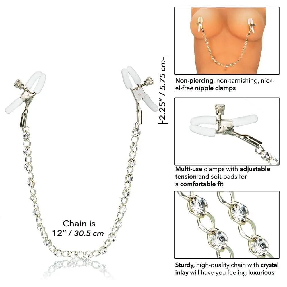 Затискачі для сосків CalExotic Crystal Chain Nipple Clamps - фото 4