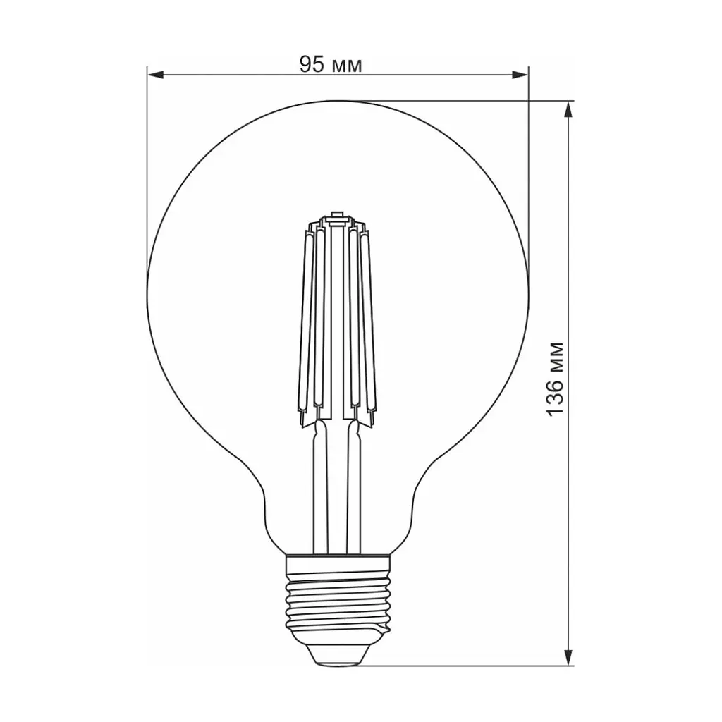 Лампочка Videx Filament G95FAD 7W E27 2200K 220V (VL-G95FAD-07272) - фото 3
