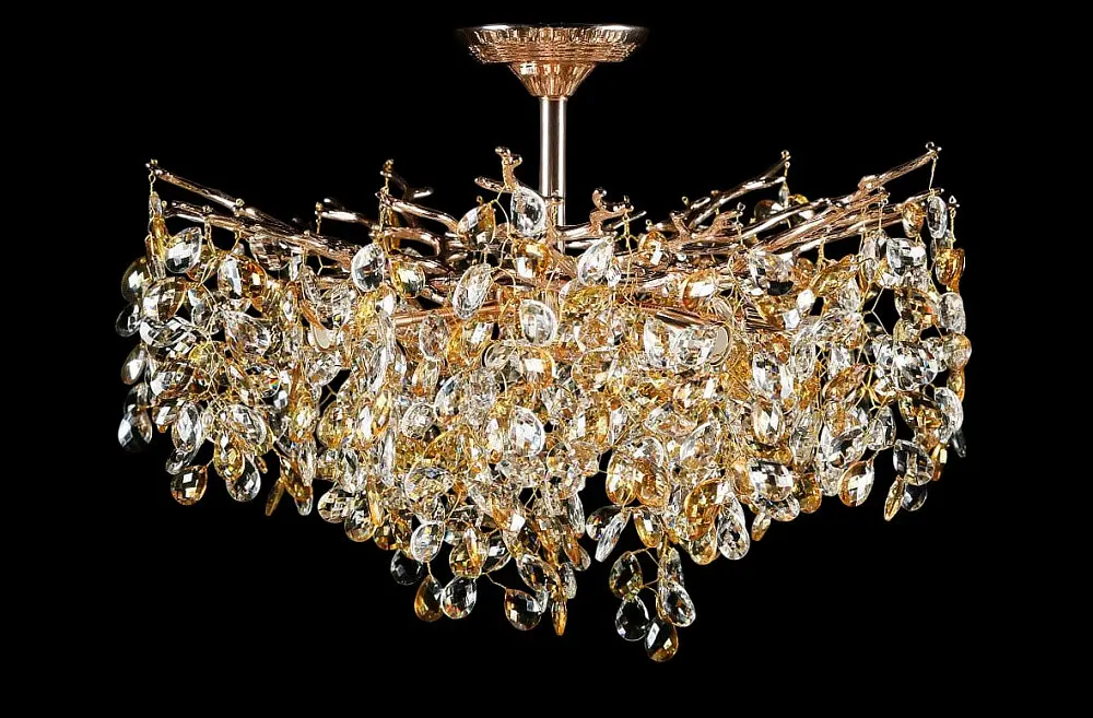 Кришталева люстра Splendid Ray LC33025/600/8 (GD) - люстра з гілочками та кришталевими гронами в золотому кольорі - фото 2