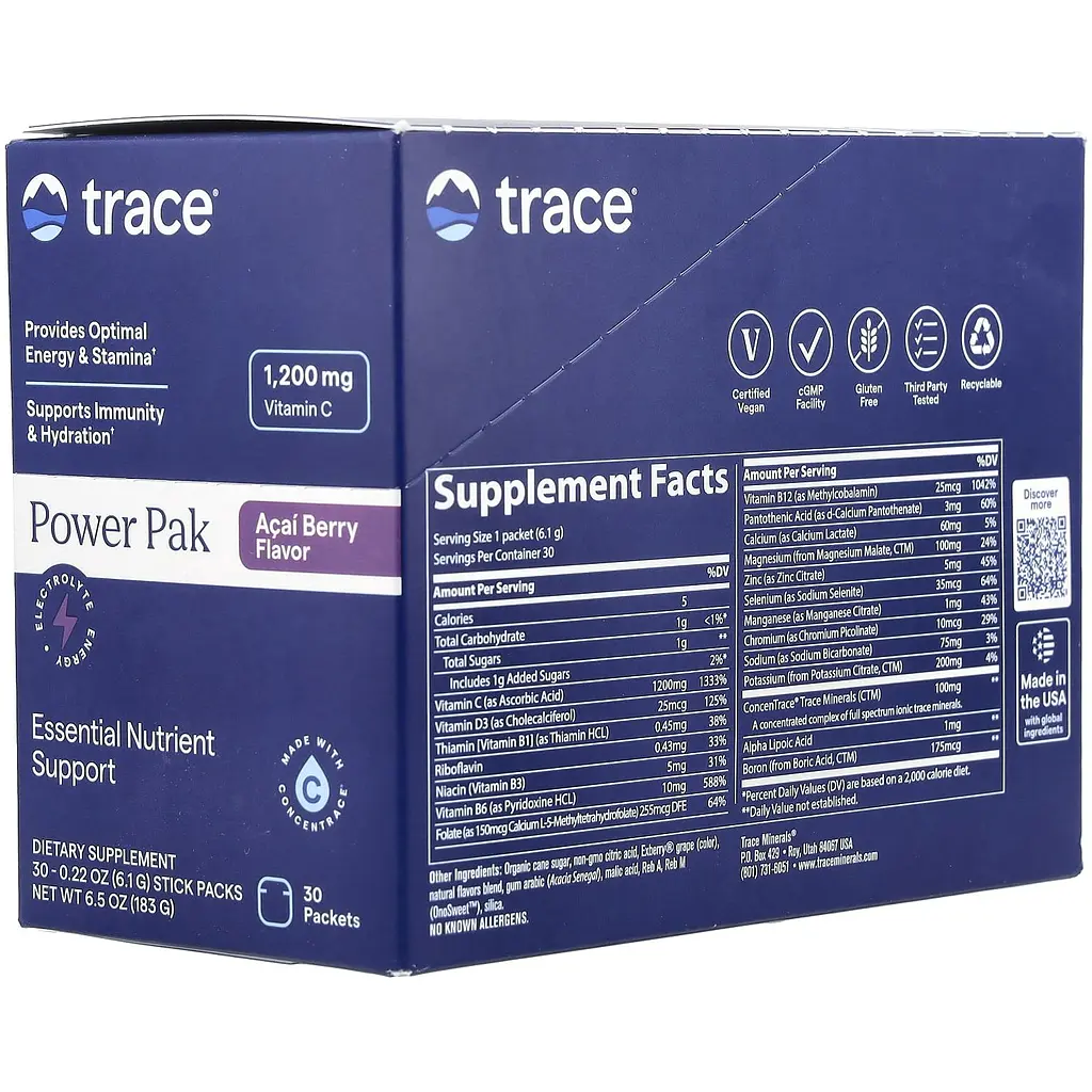 Электролиты Trace Minerals Electrolyte Stamina Power Pak со вкусом ягоды асаи 183 г (30 шт. х 6.1 г) - фото 6