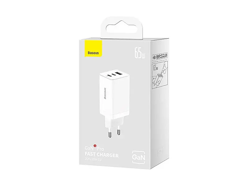 Зарядний пристрій BASEUS 65 W GaN5 Pro 2C U білий (CCGP120202) - фото 7