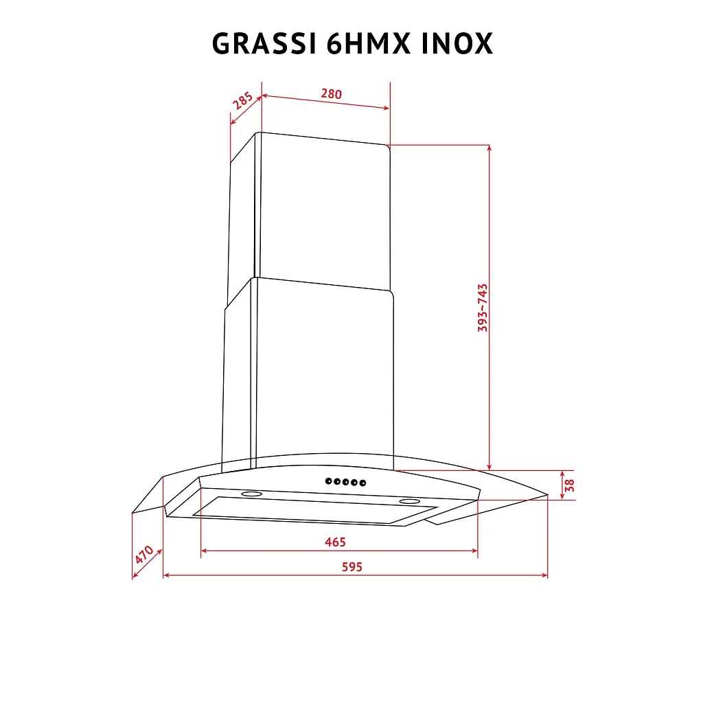Витяжка декоративна зі склом Perfelli GRASSI 6HMX INOX - фото 12