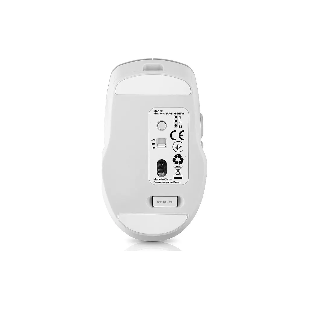 Мишка REAL-EL RM-480W Wireless/Bluetooth White (EL123200050) - фото 7