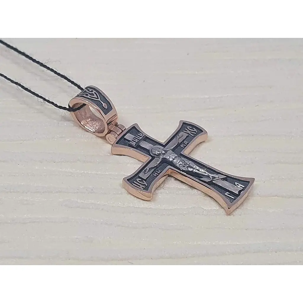 Золотой крестик Харьковская ювелирная фабрика. Распятие Христа. 11537-Ч - фото 2