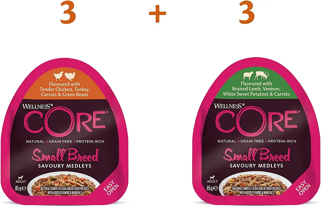 Вологий корм для дорослих собак дрібних порід Wellness Core Small Breed Savory Medleys Farmer Selection Multipack, 6 x 85 г - фото 2