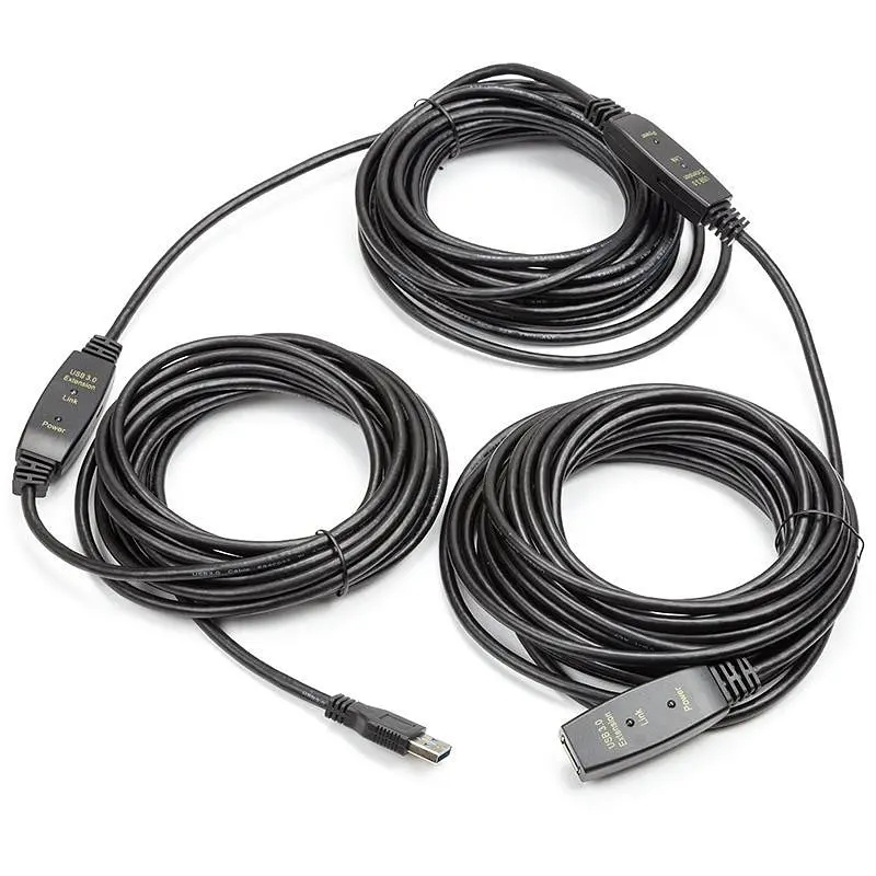 Кабель PowerPlant USB 3.0 AM - AF, 20 м черний (CA912865) - фото 2