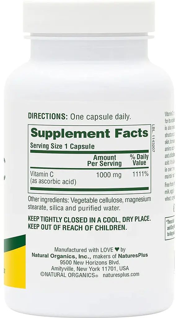 Вітаміни та мінерали Natures Plus Vitamin C 1000 mg, 90 вегакапсул - фото 2