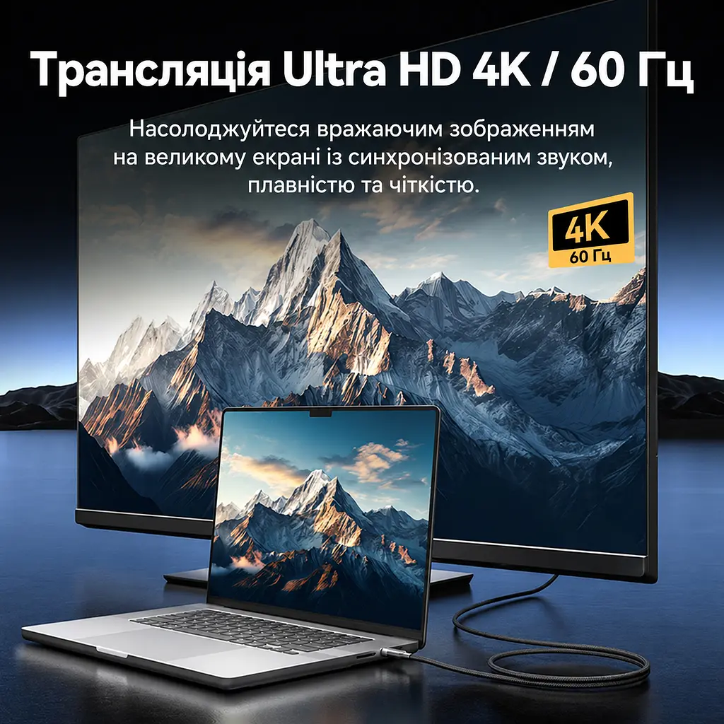 Кабель Vention TRGBF USB-C - USB-C USB 3.2 Gen 2 PD 100 Вт 4K 1 м чорний (TRGBF) - фото 4