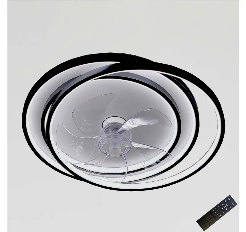 Стельова LED-люстра-вентилятор Artlight WG5088A BK+WH, біла з чорною окантовкою, 70 Вт, від 10-18 м² - фото 2