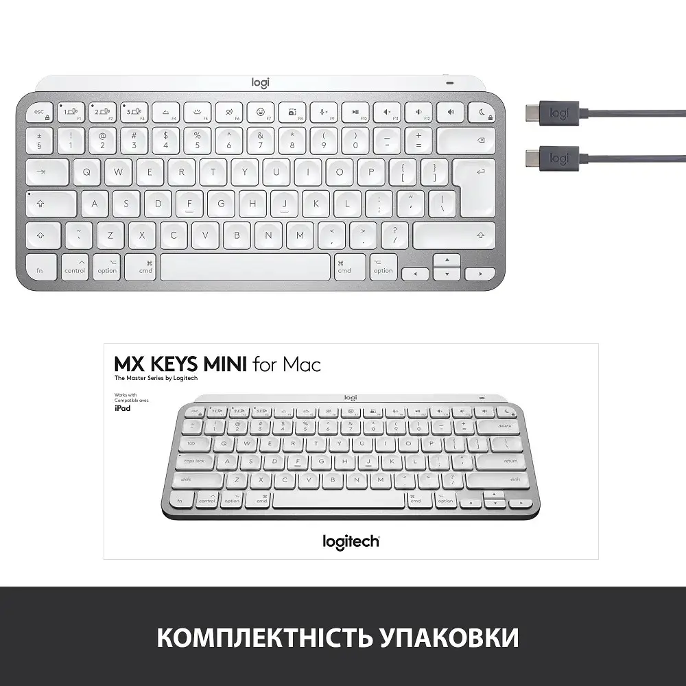 Клавиатура Logitech MX Keys Mini для Mac Wireless Illuminated Pale Grey (920-010526) - фото 4
