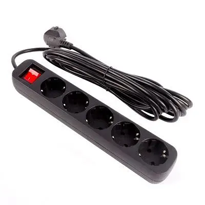 Мережевий фільтр живлення ColorWay (CW-PSEA55BK), 5 розеток/ 5M black (CW-PSEA55BK) - фото 4