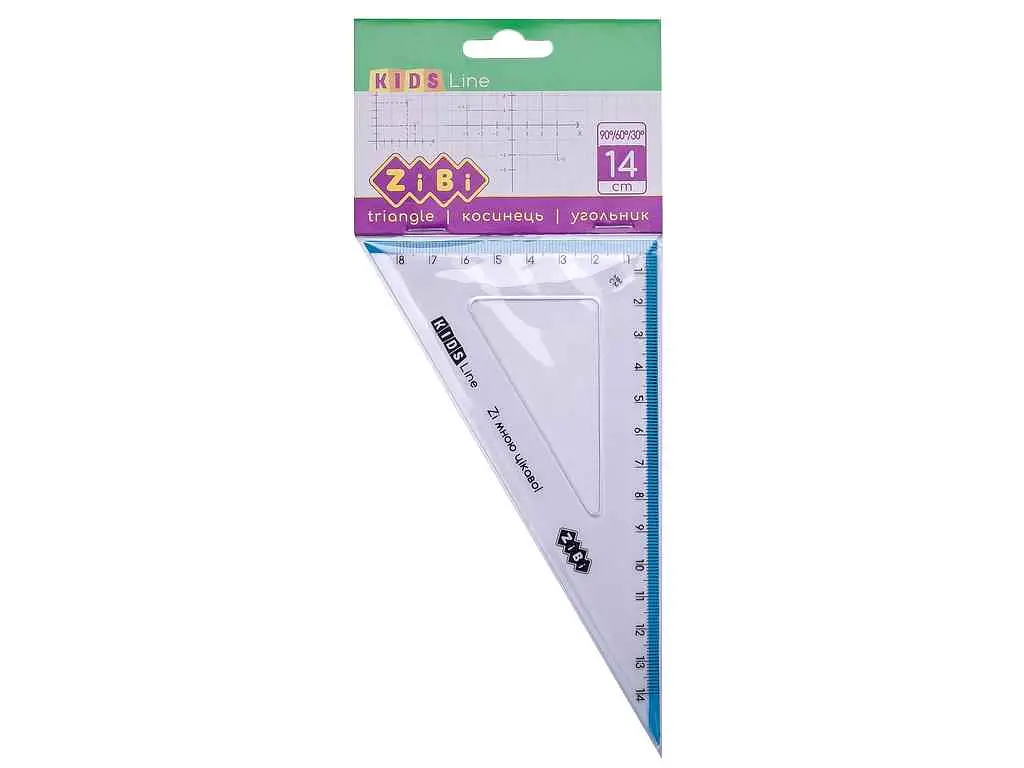 Косинець ZiBi 14см 90°/60° з блакитною смужкою, блістер, KIDS Line