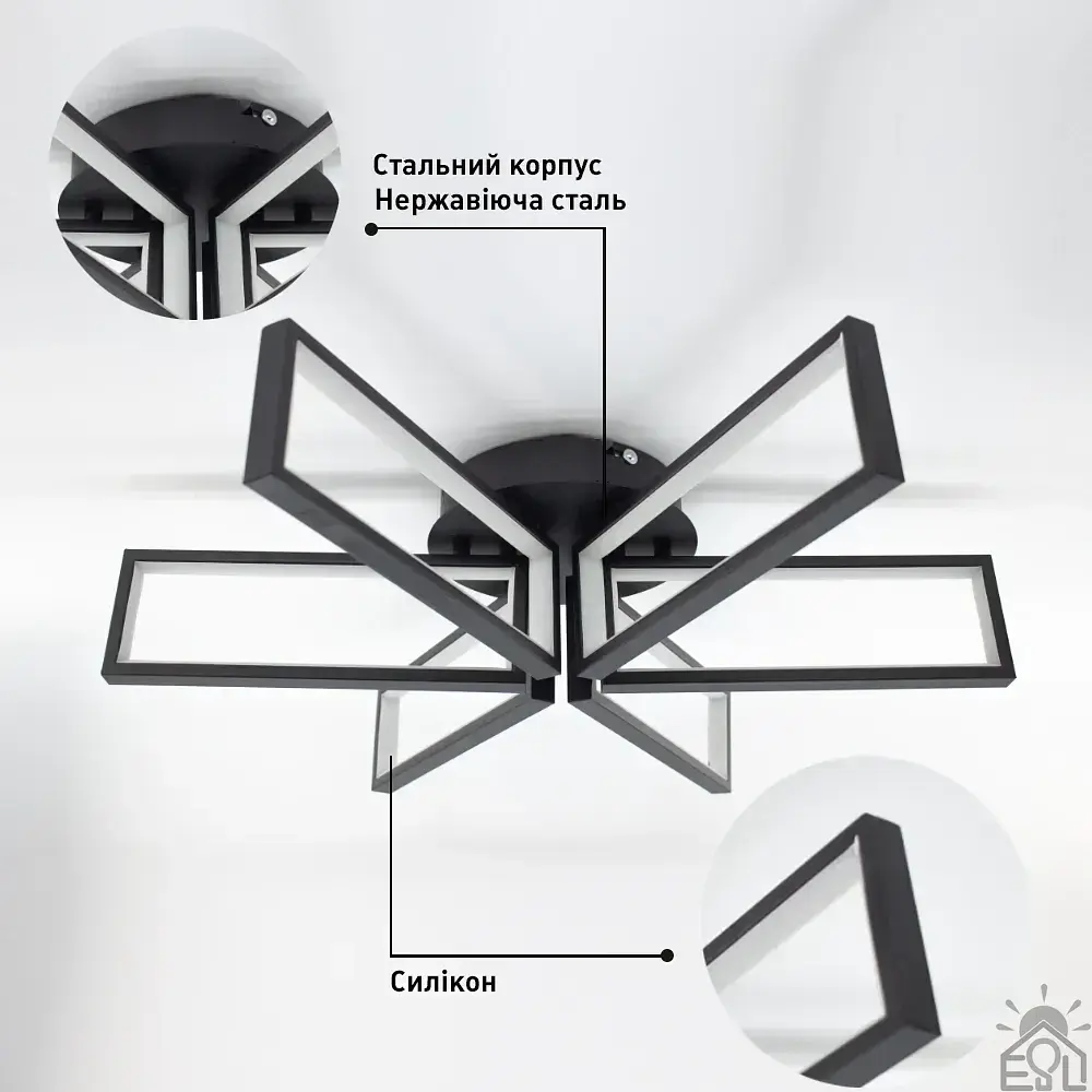 Смарт люстра керована світлодіодна MADERA 6S 115 Вт 650x150 мм Чорна ESLLSE - фото 7