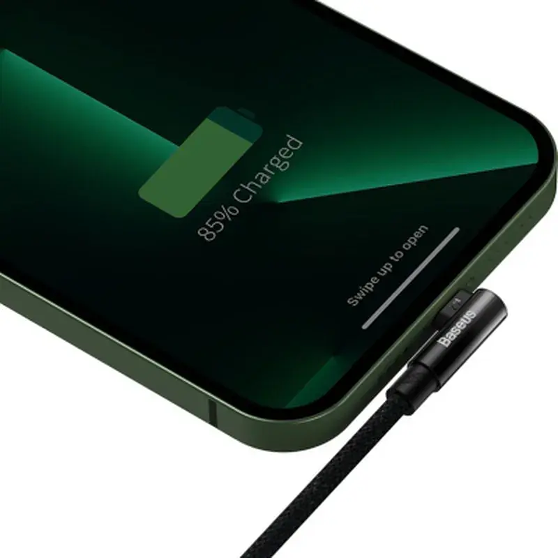 Дата кабель USB 2.0 AM to Lightning 2.0m 2.4A 90° corner black Baseus (CAVP000101) - фото 6