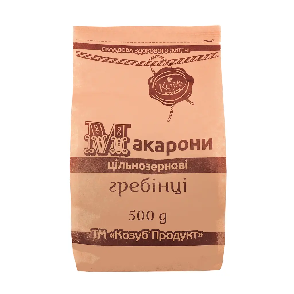 Макаронные изделия Козуб продукт Гребешки, цельнозерновые, 500 г (689386) - фото 3