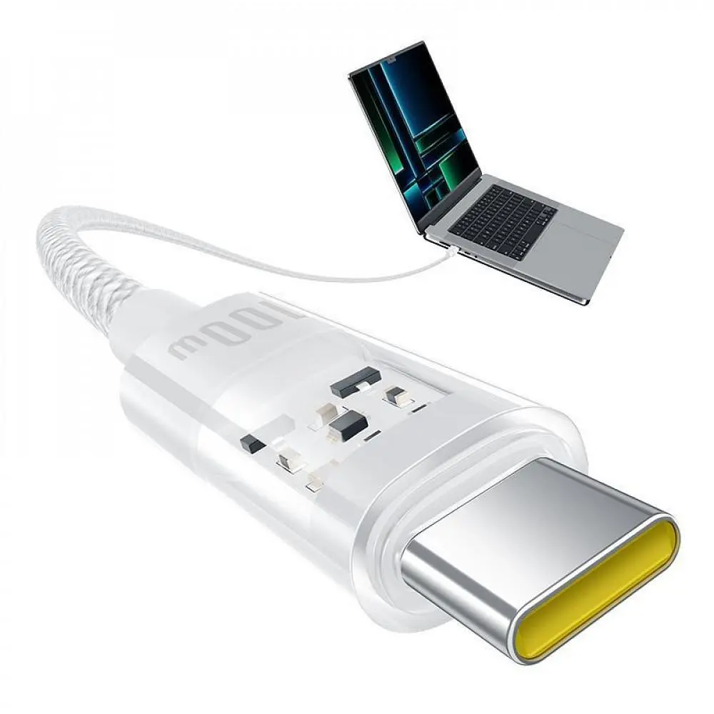 Кабель Baseus Gem Fast-Charging Type-C to Type-C 100W 2m white (P10373000211-01) - фото 3