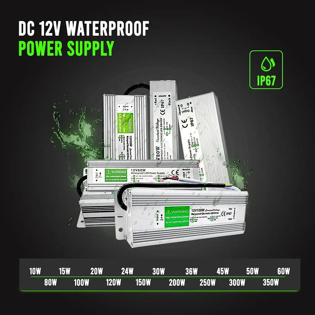 DC 12V 120W LED Driver Водонепроникний блок живлення IP67 Трансформатор AC230V Відкритий - фото 6