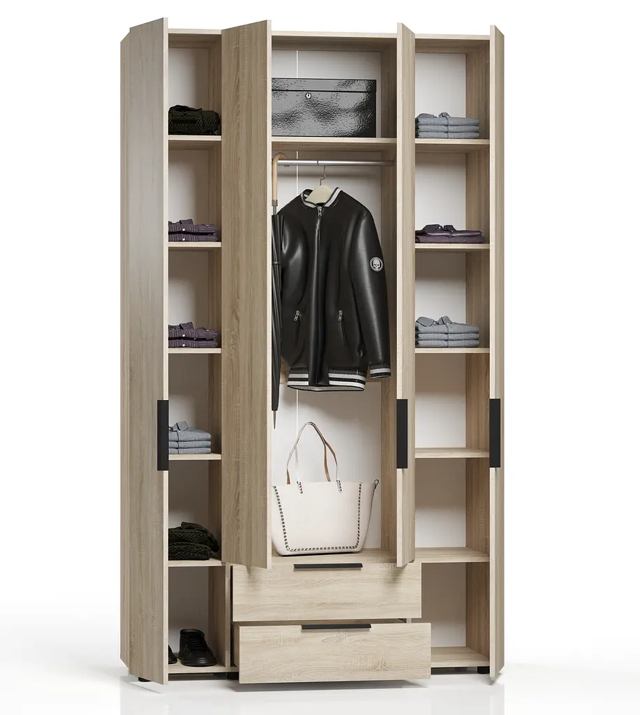 Шкаф для одежды Лира 140 4-х дверная с ящиками Orange-Line 1382х500х2400 Дуб сонома - фото 2