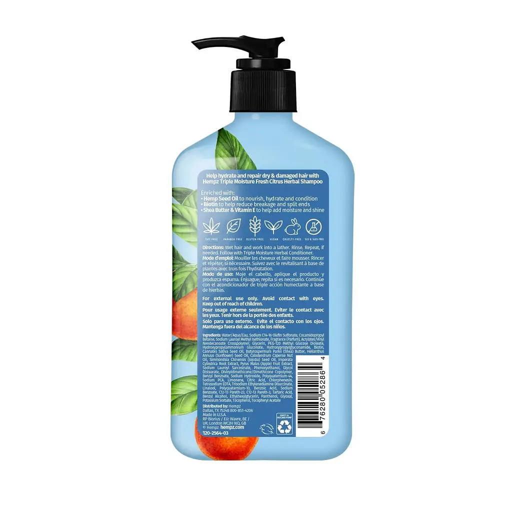 Шампунь "Потрійне зволоження" для сухого волосся Hempz 500 ml - фото 2