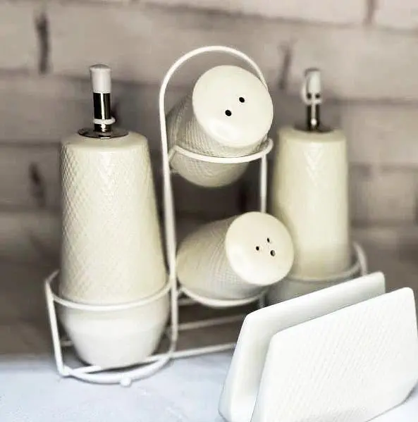 Керамічний набір для спецій та пляшечки для олії Maestro MR-20002-04S настільний набір баночок Білий - фото 4